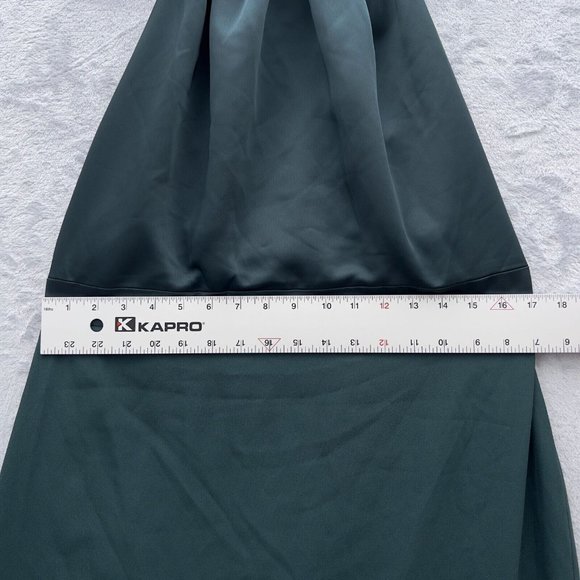 AFTER SIX Halter Neck Charmeuse Crepe Gown Sz.16R Scarf Tie Evergreen Flaws 0068 - Picture 7 of 13